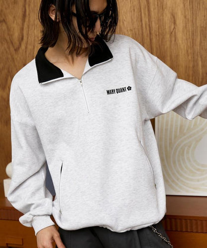 MARY QUANT × PUBLUX 聯名 拼色 刺繡Logo 加絨 衛衣