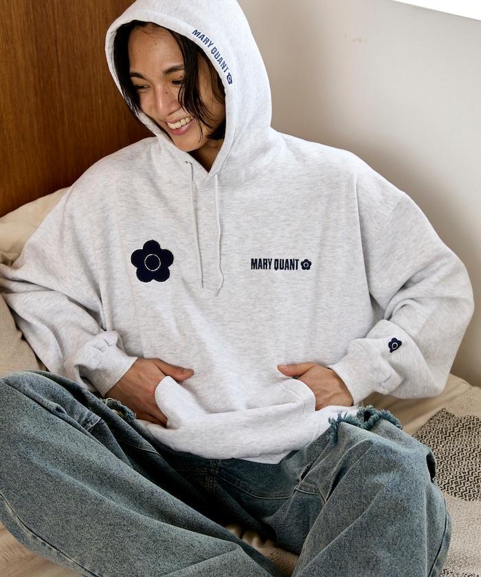 MARY QUANT × PUBLUX 聯名 刺繡Logo 裡起毛 連帽衛衣 寬鬆 休閒 運動 衛衣