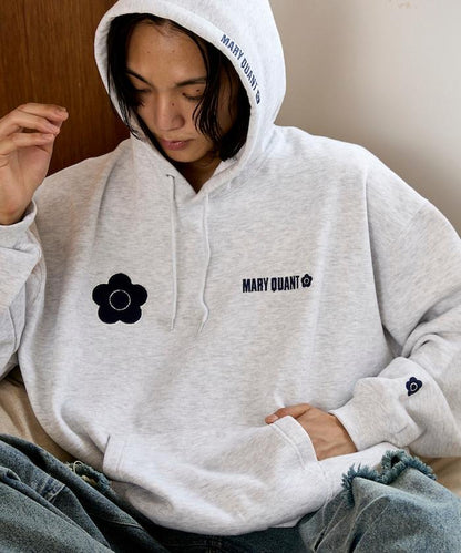 MARY QUANT × PUBLUX 聯名 刺繡Logo 裡起毛 連帽衛衣 寬鬆 休閒 運動 衛衣