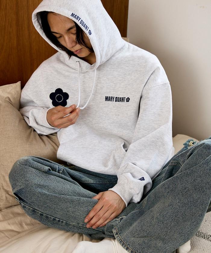 MARY QUANT × PUBLUX 聯名 刺繡Logo 裡起毛 連帽衛衣 寬鬆 休閒 運動 衛衣