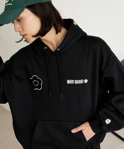 MARY QUANT × PUBLUX 聯名 刺繡Logo 裡起毛 連帽衛衣 寬鬆 休閒 運動 衛衣