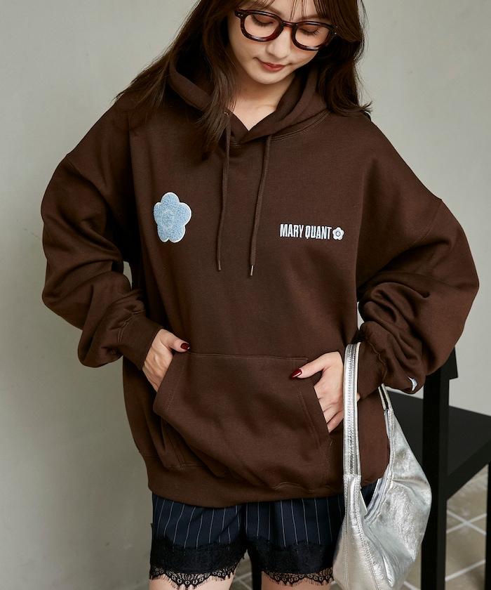 MARY QUANT × PUBLUX 聯名 刺繡Logo 裡起毛 連帽衛衣 寬鬆 休閒 運動 衛衣