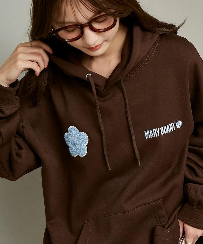 MARY QUANT × PUBLUX 聯名 刺繡Logo 裡起毛 連帽衛衣 寬鬆 休閒 運動 衛衣