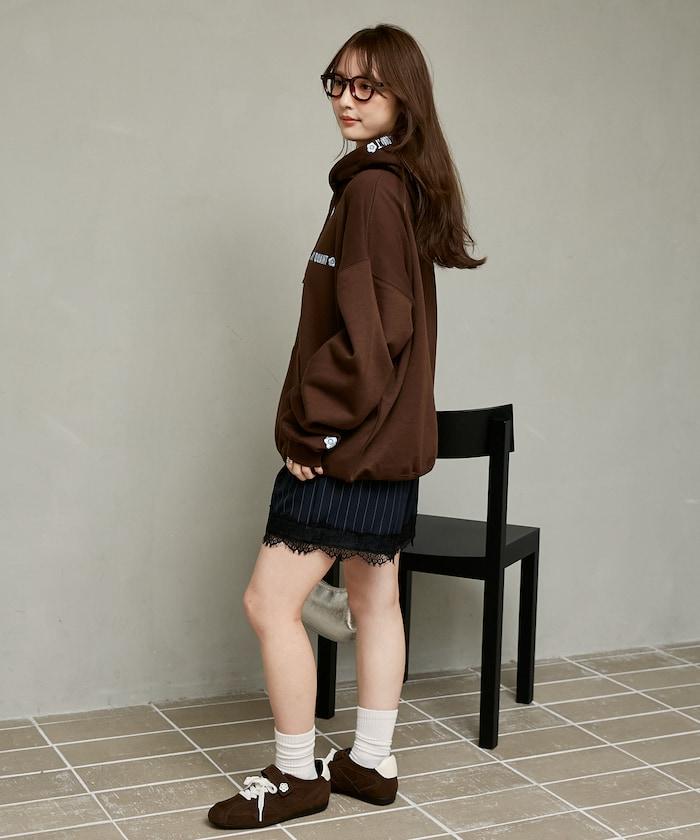 MARY QUANT × PUBLUX 聯名 刺繡Logo 裡起毛 連帽衛衣 寬鬆 休閒 運動 衛衣