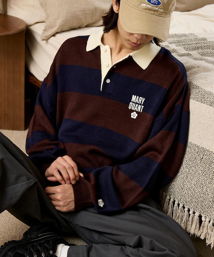 MARY QUANT × PUBLUX 聯名 拼色 刺繡 羅紋領 針織衫 女
