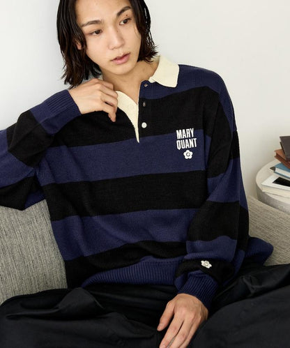MARY QUANT × PUBLUX 聯名 拼色 刺繡 羅紋領 針織衫 女