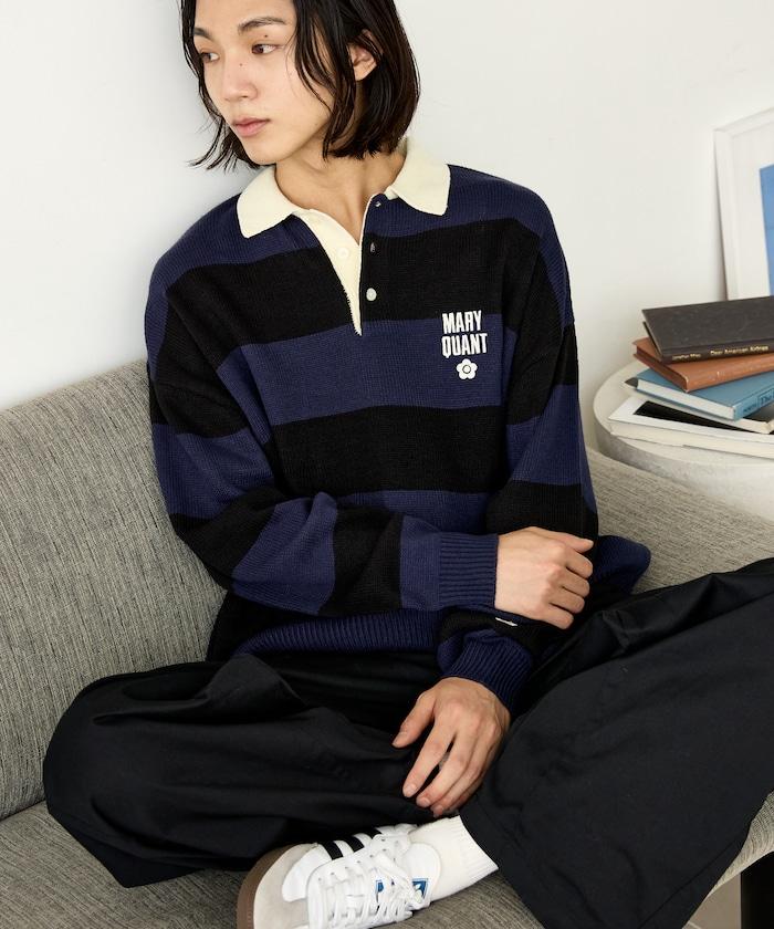 MARY QUANT × PUBLUX 聯名 拼色 刺繡 羅紋領 針織衫 女
