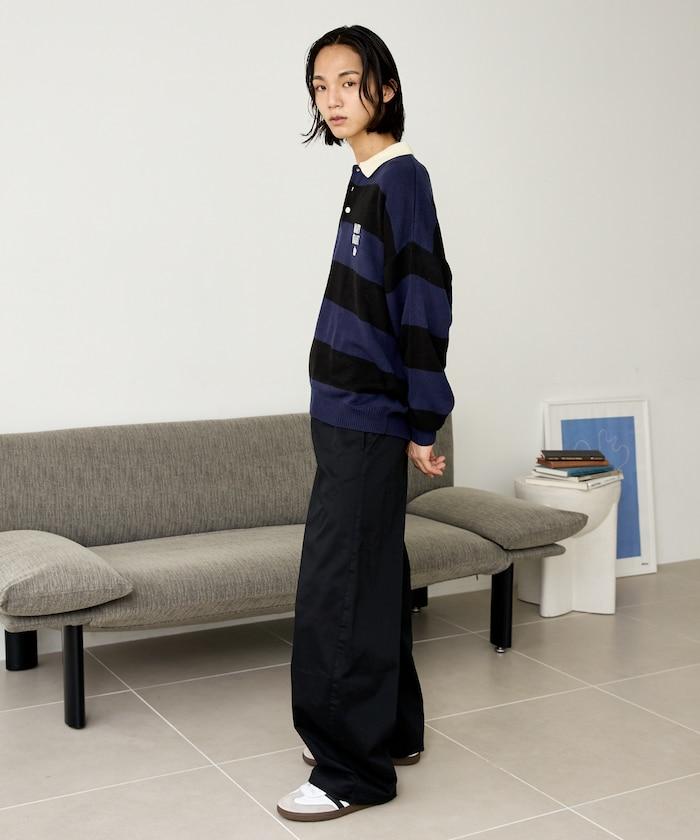 MARY QUANT × PUBLUX 聯名 拼色 刺繡 羅紋領 針織衫 女