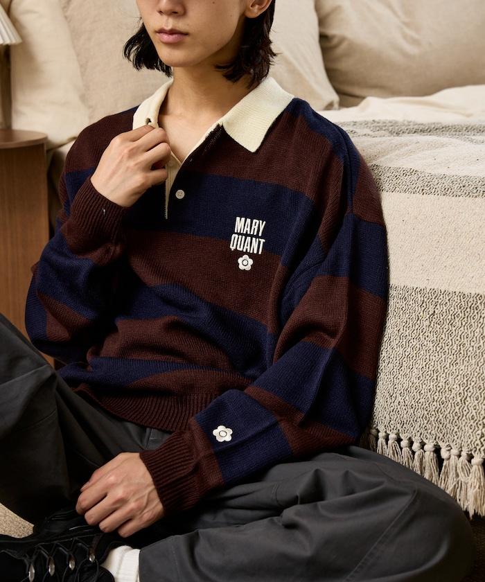 MARY QUANT × PUBLUX 聯名 拼色 刺繡 羅紋領 針織衫 女