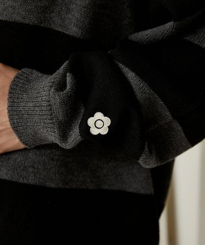 MARY QUANT × PUBLUX 聯名 拼色 刺繡 羅紋領 針織衫 女