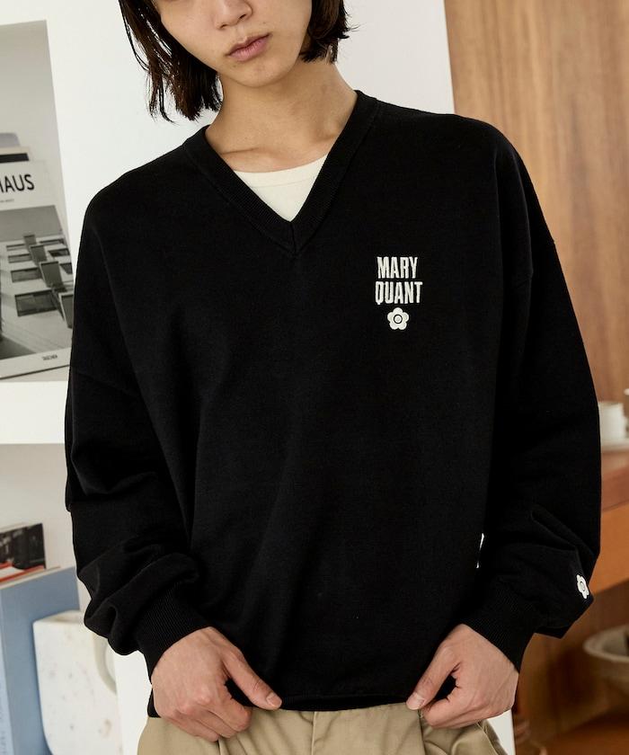 MARY QUANT × PUBLUX 聯名 拼色 V領 刺繡 針織衫 女