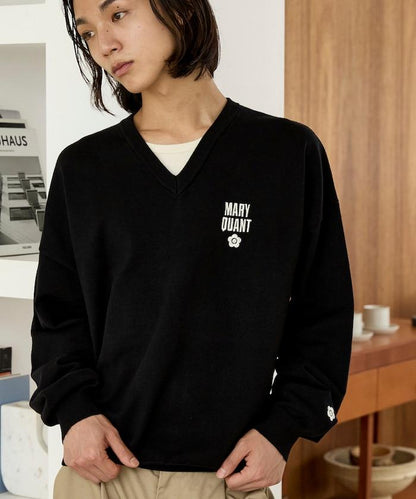MARY QUANT × PUBLUX 聯名 拼色 V領 刺繡 針織衫 女