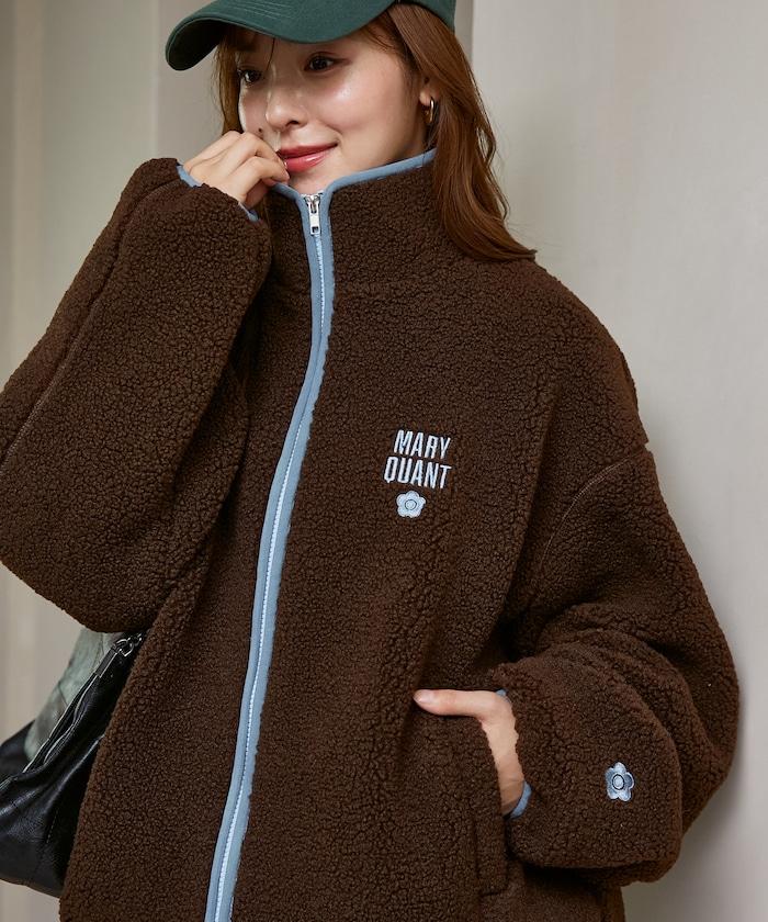MARY QUANT × PUBLUX 拼色緄邊 羊羔毛 寬鬆外套 夾克