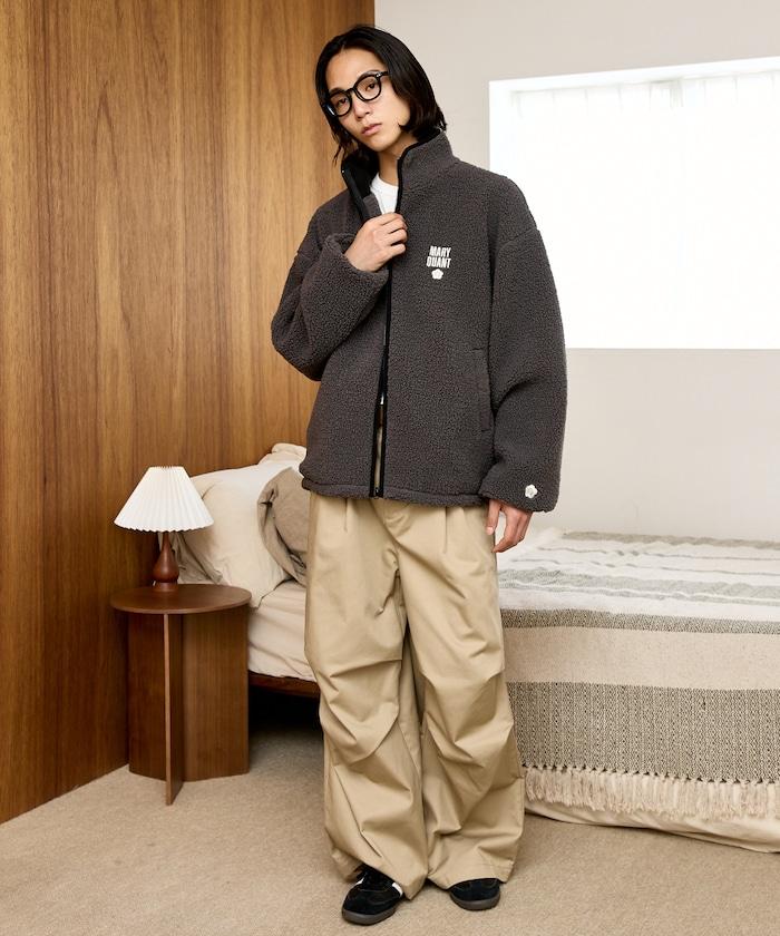 MARY QUANT × PUBLUX 拼色緄邊 羊羔毛 寬鬆外套 夾克