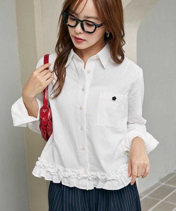 MARY QUANT × PUBLUX 聯名 裾荷葉邊 襯衫