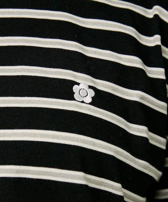 裾レース ドッキング ボーダー ロングスリーブ Tシャツ　限定展開