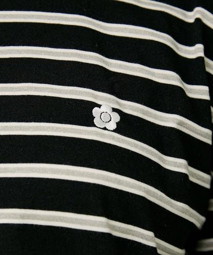 裾レース ドッキング ボーダー ロングスリーブ Tシャツ　限定展開