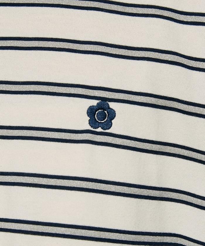 裾レース ドッキング ボーダー ロングスリーブ Tシャツ　限定展開