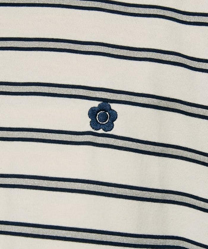 裾レース ドッキング ボーダー ロングスリーブ Tシャツ　限定展開