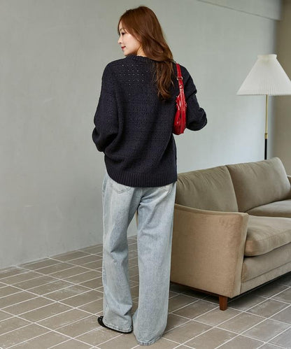 別注 アイレット Vネック ロゴ ニット　限定展開