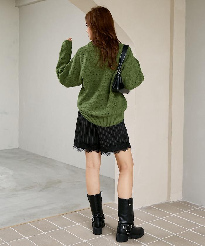 別注 アイレット Vネック ロゴ ニット　限定展開