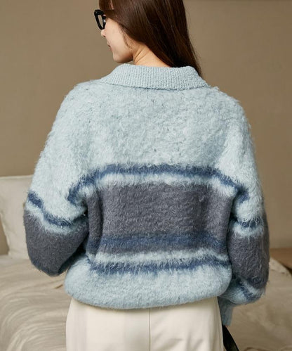 別注 相良 ワッペン ボーダー シャギー ポロ ニット　限定展開