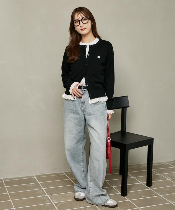 MARY QUANT × PUBLUX 聯名 蕾絲拼接 刺繡針織開衫