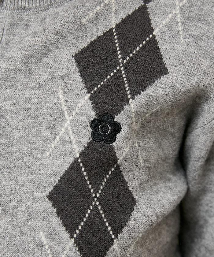 MARY QUANT × PUBLUX 聯名 刺繡 針織開衫 拼色 提花 休閒