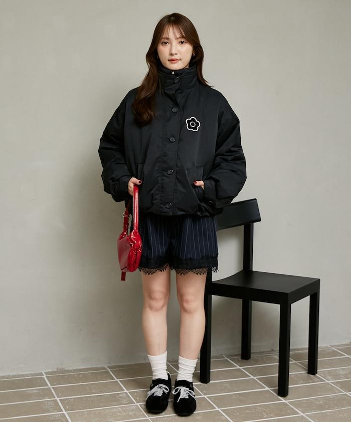 MARY QUANT × PUBLUX 別注 絎縫刺繡徽章 連帽短款外套