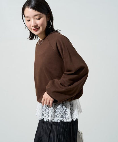 FREAK'S STORE 拼接蕾絲下襬套頭衫 休閒套頭衫