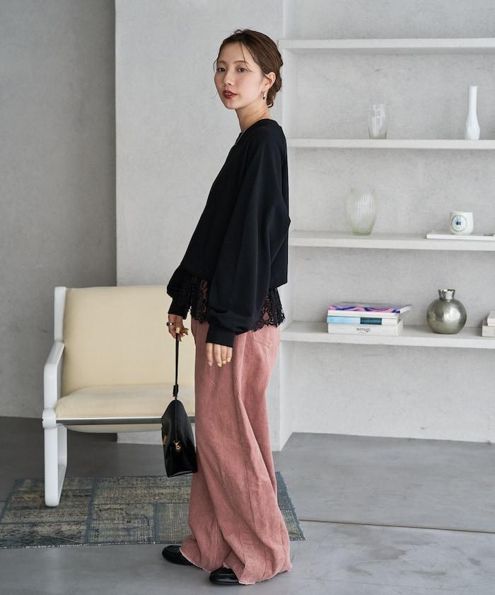 FREAK'S STORE 拼接蕾絲下襬套頭衫 休閒套頭衫
