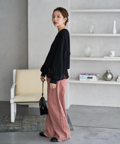 FREAK'S STORE 拼接蕾絲下襬套頭衫 休閒套頭衫