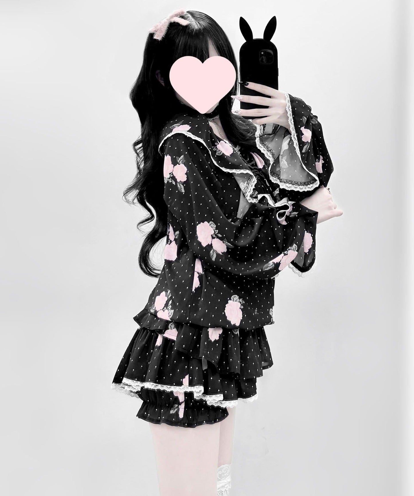 OLIVE des OLIVE miko 聯名 玫瑰印花半裙褲