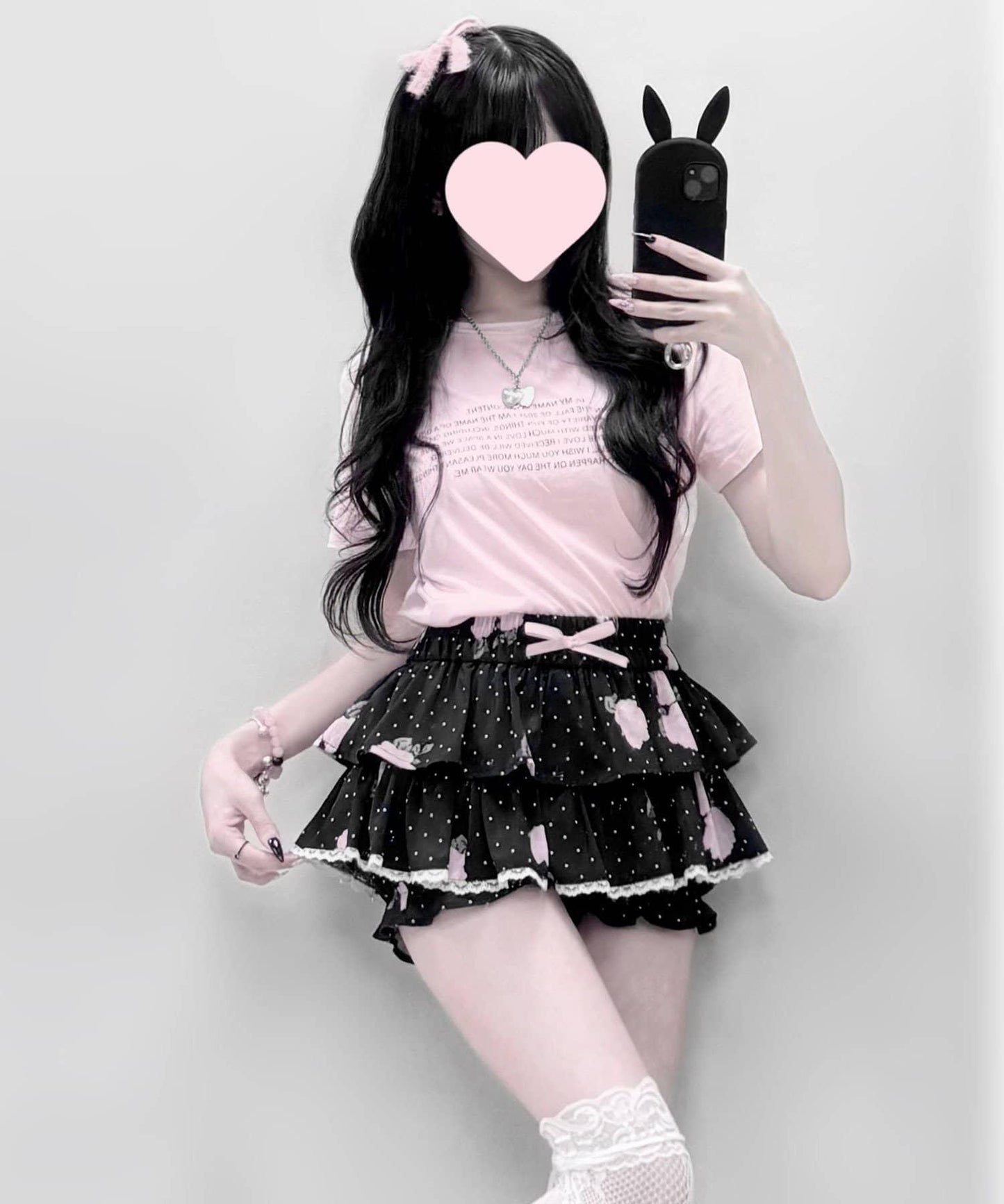 OLIVE des OLIVE miko 聯名 玫瑰印花半裙褲