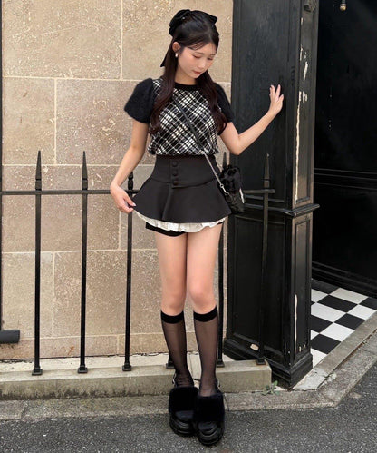 one after another NICE CLAUP 蕾絲拼接側扣層疊半裙 女 2026AW
