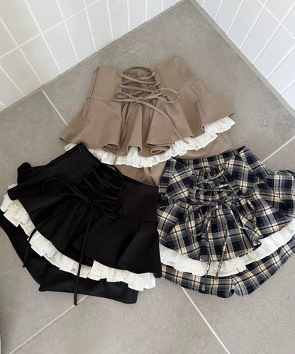 one after another NICE CLAUP 蕾絲拼接側扣層疊半裙 女 2026AW