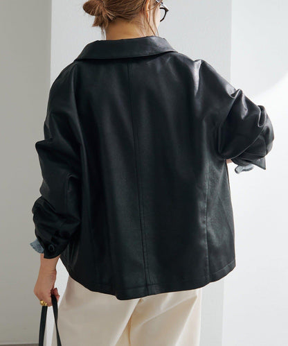 PUAL CE CIN VINTAGE REBELLION 系列 翻蓋領人造皮革夾克