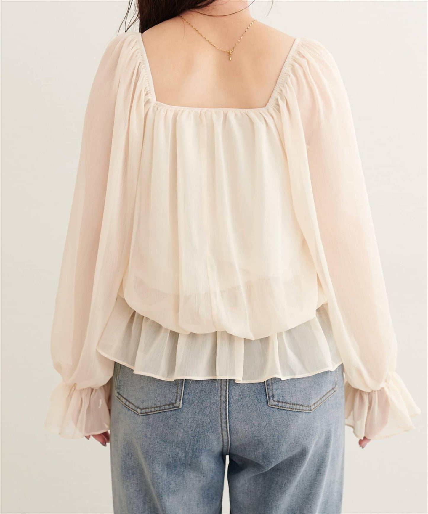natural couture 方領荷葉邊襯衫