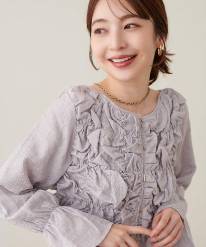 natural couture 紐扣褶皺襯衫