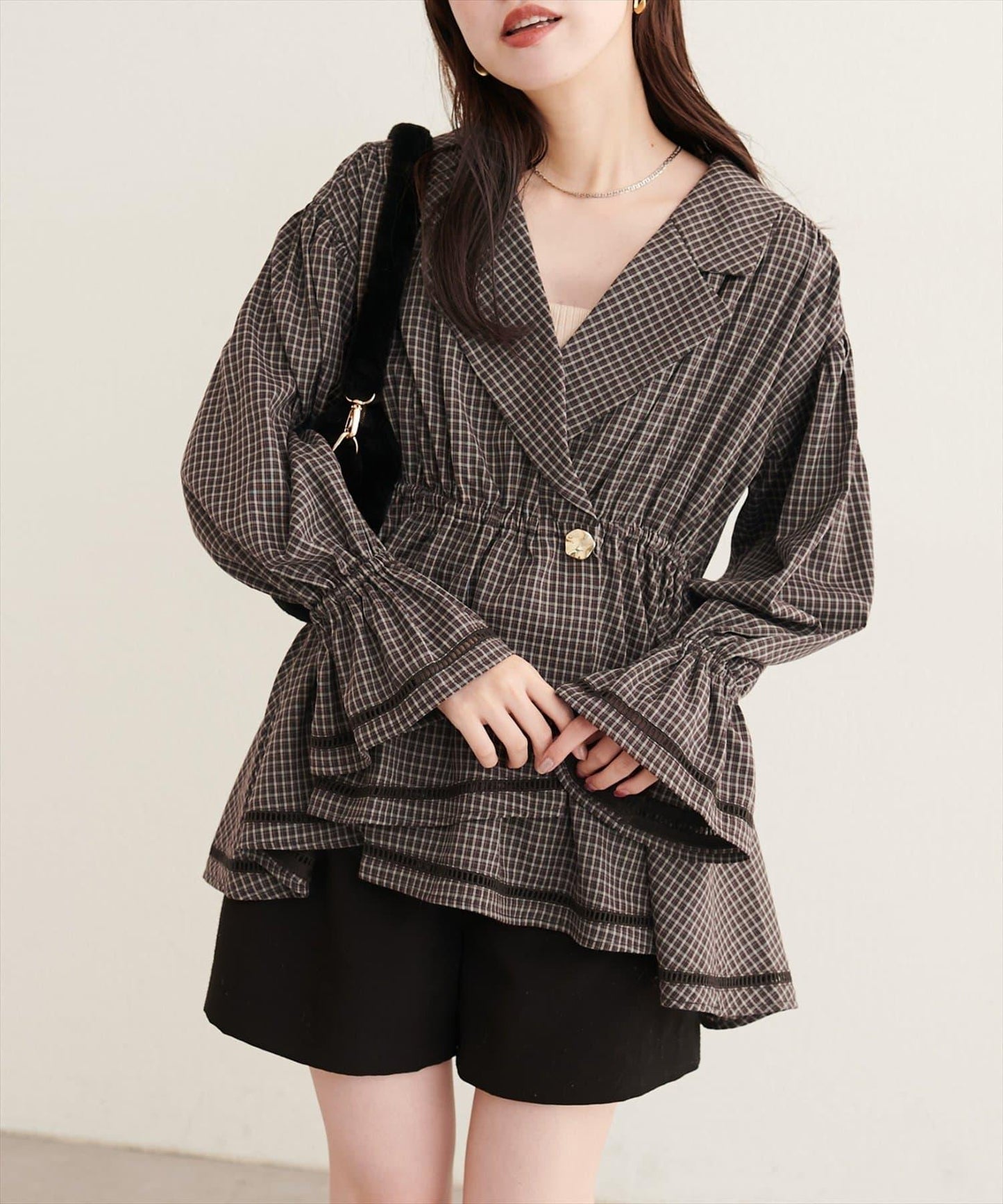 衿付きラップペプラムチュニック