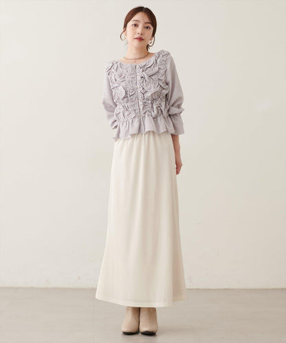 natural couture 2026AW 飄逸透膚感燈芯絨窄身半裙