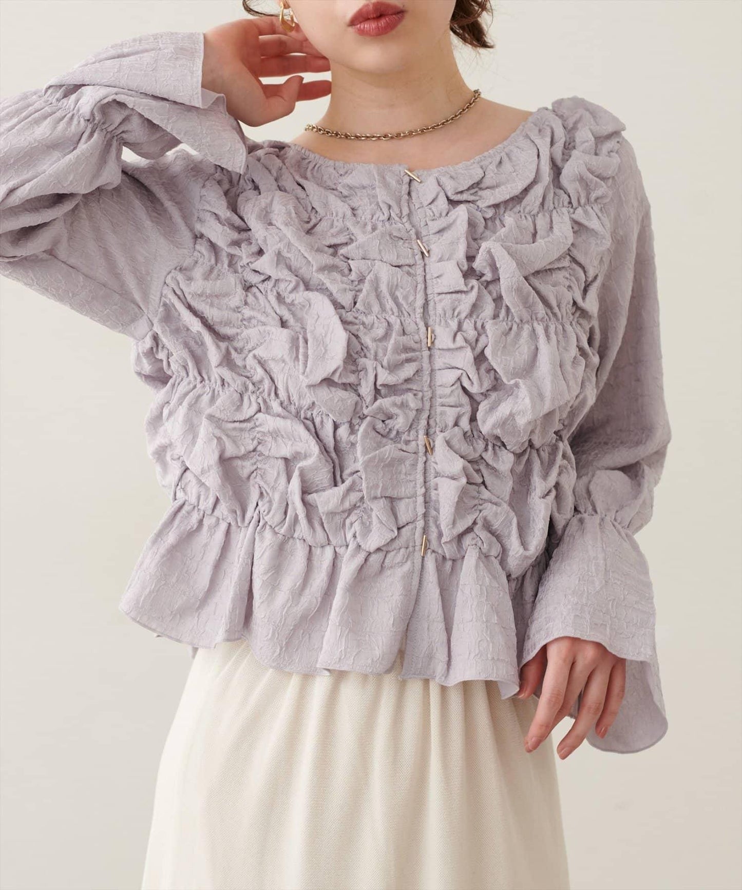 natural couture 紐扣褶皺襯衫