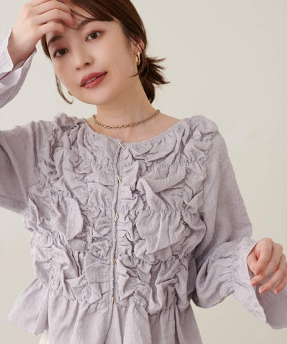 natural couture 紐扣褶皺襯衫