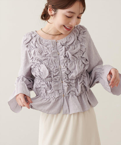 natural couture 紐扣褶皺襯衫