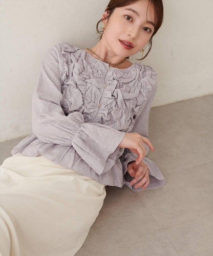 natural couture 紐扣褶皺襯衫