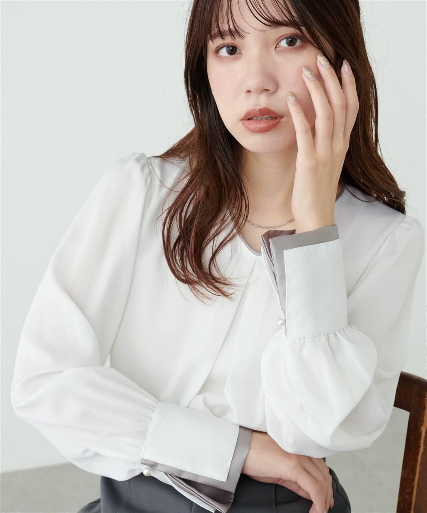 配色雙袖口襯衫