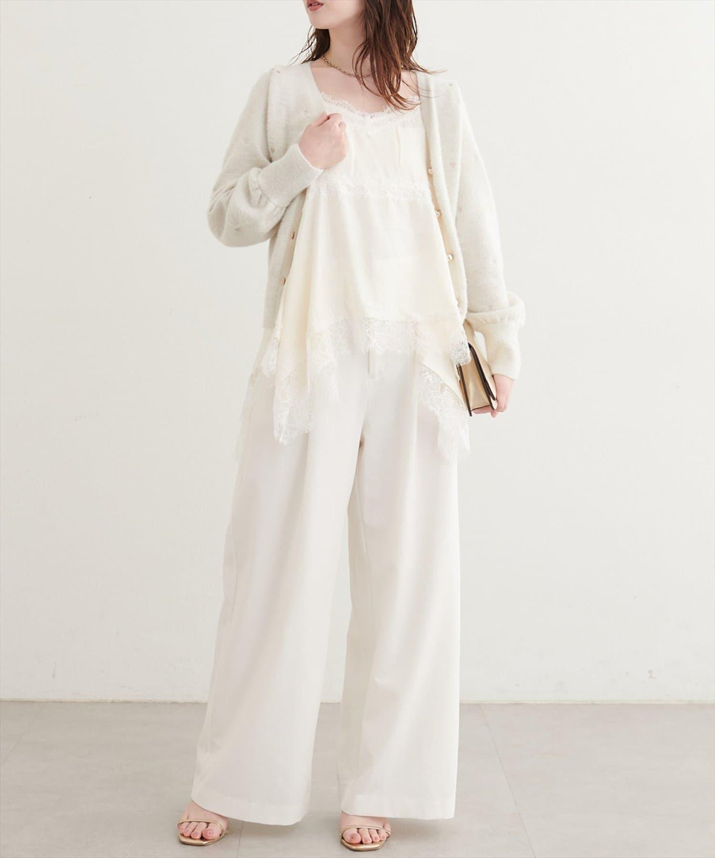 natural couture 隨機下襬緞面蕾絲吊帶衫 女士 滌綸
