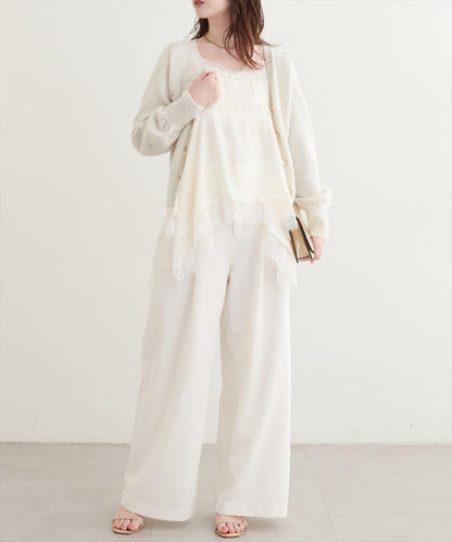 natural couture 隨機下襬緞面蕾絲吊帶衫 女士 滌綸