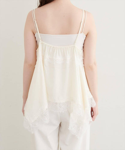natural couture 隨機下襬緞面蕾絲吊帶衫 女士 滌綸