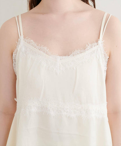 natural couture 隨機下襬緞面蕾絲吊帶衫 女士 滌綸